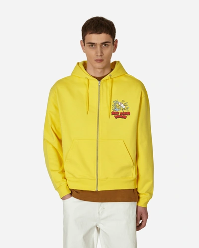Shop Sky High Farm Flatbush Printed Zipped Hooded Sweatshirt In Yellow