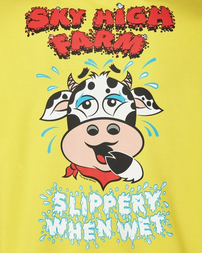 Sky High Farm Flatbush Printed Zipped Hooded Sweatshirt In Yellow