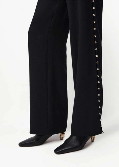 Shop Jonathan Simkhai Black Stud-detail Wide-leg Trousers