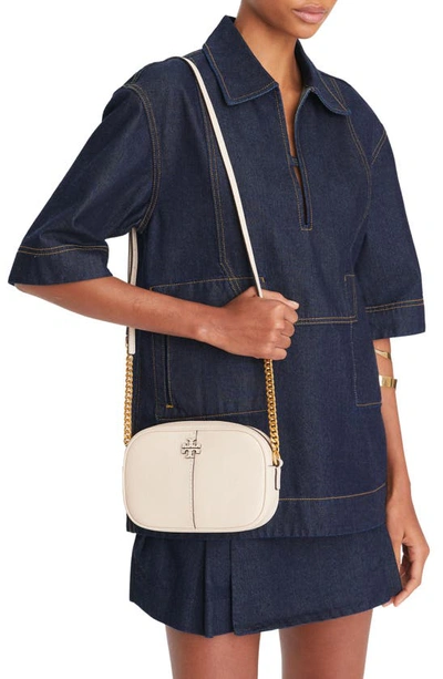 Shop Tory Burch Mcgraw Leather Camera Bag In Brie