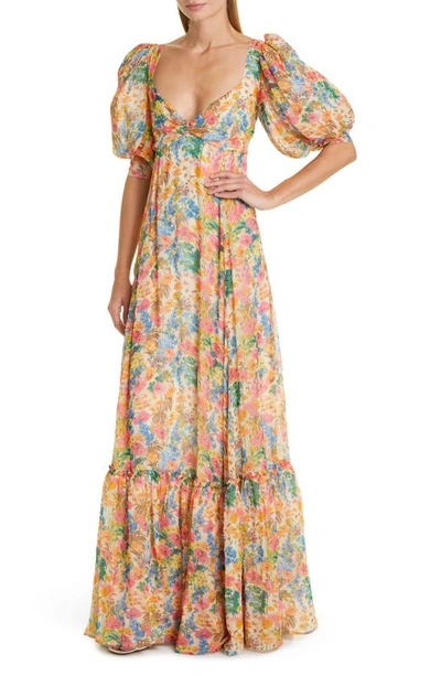Shop Bytimo Floral Georgette Maxi Dress In Light Blossom