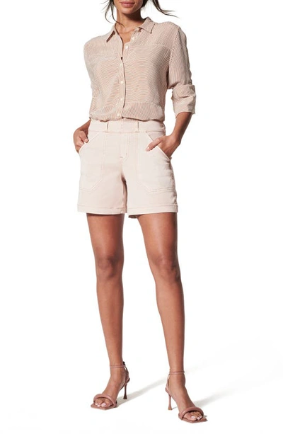 Shop Spanx 6-inch Stretch Twill Shorts In Pale Pink