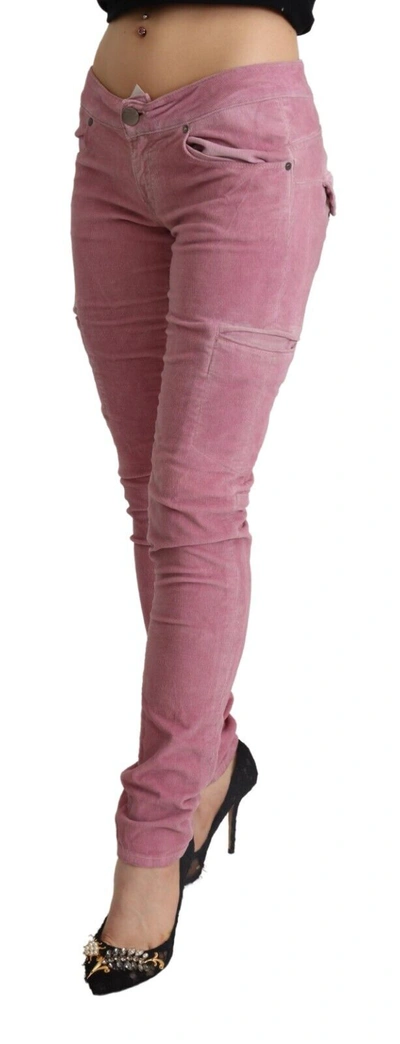 Shop Acht Pink Cotton Low Waist Skinny Denim Cargo Women's Jeans