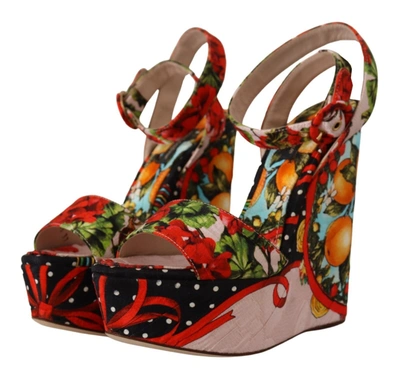 Shop Dolce & Gabbana Multicolor Brocade Platform Heels Sandals Women's Shoes