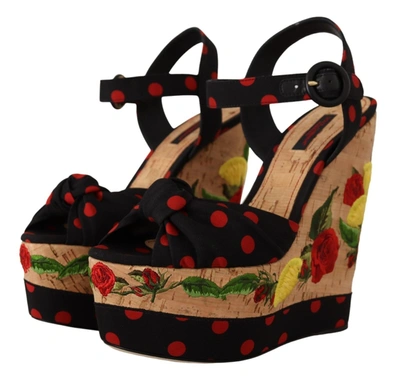 Shop Dolce & Gabbana Multicolor Platform Wedges Sandals Charmeuse Women's Shoes
