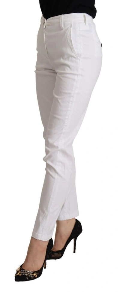 Shop Jacob Cohen White Mid Waist Lyocell Skinny Cropped Women's Pants