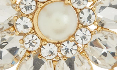Shop Kate Spade Imitation Pearl Crystal Cluster Fan Stud Earrings In Cream Multi