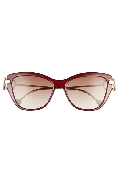 Shop Ferragamo Salvatore  55mm Cat Eye Sunglasses In Wine