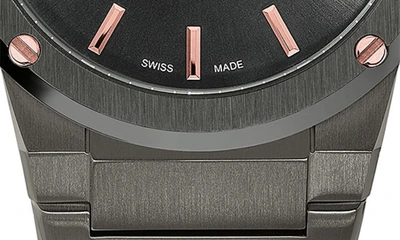 Shop Ferragamo Salvatore  F-80 Classic Gunmetal Bracelet Watch, 41mm In Grey