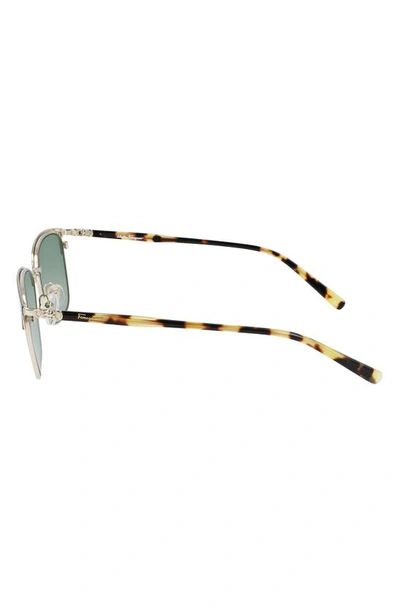 Shop Ferragamo Salvatore  Capsule Metal 55mm Rectangle Sunglasses In Black/ Shiny Gold