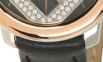 Fendi 28mm Run Away Stainless Steel, Ion-plated Rose Gold, Leather & 0.14 Tcw Diamond Quartz Watch In Two Tone