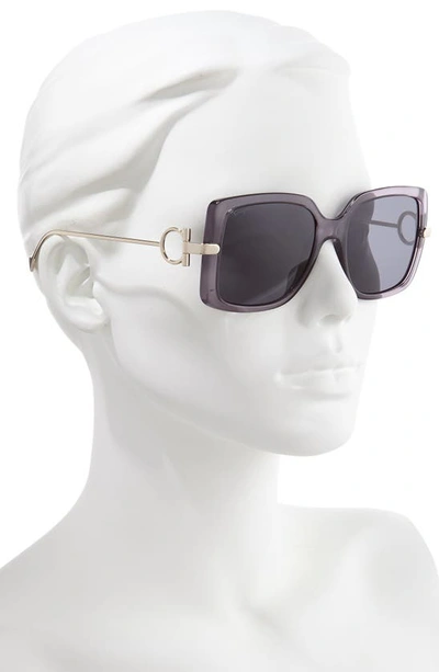 Shop Ferragamo Salvatore  Gancio 55mm Square Sunglasses In Grey