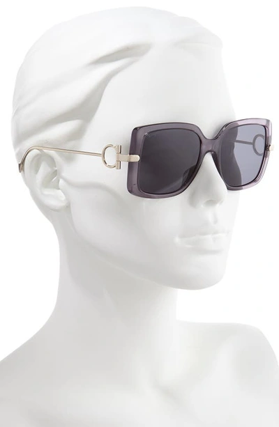 Ferragamo Gancio Rectangle Plastic & Metal Sunglasses In Grey