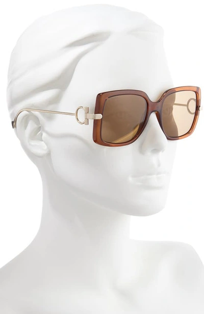 Ferragamo Salvatore  Gancio 55mm Square Sunglasses In Brown