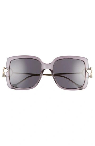 Ferragamo Gancio Rectangle Plastic & Metal Sunglasses In Grey