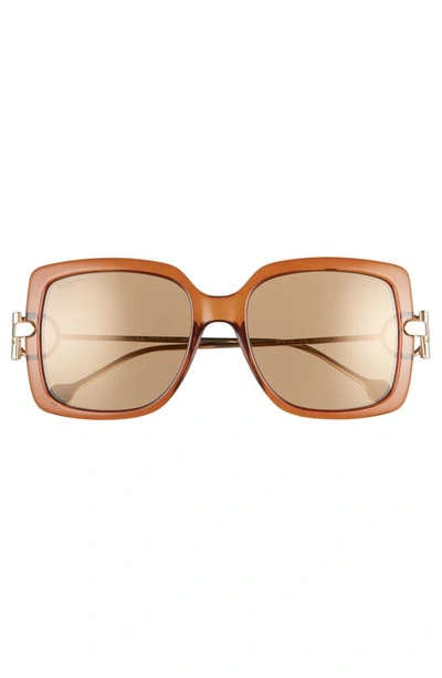 Ferragamo Salvatore  Gancio 55mm Square Sunglasses In Brown