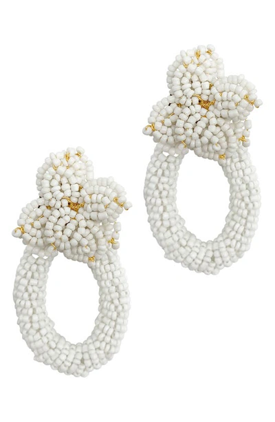 Shop Adornia 14k Yellow Gold Plated Beaded Flower Drop Earrings In White