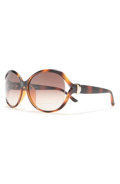 Ferragamo Salvatore  61mm Round Sunglasses In Havana Brn