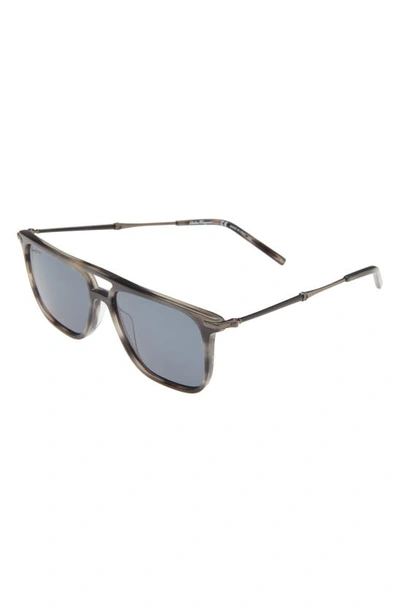 Ferragamo Salvatore  57mm Square Sunglasses In Striped Grey