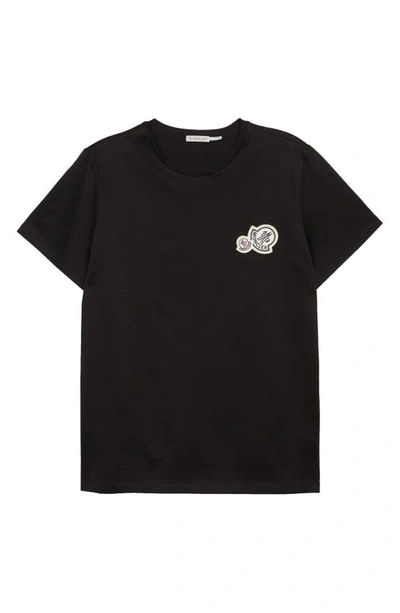 Moncler Crewneck T Shirt Featuring Multiple Patches In Black