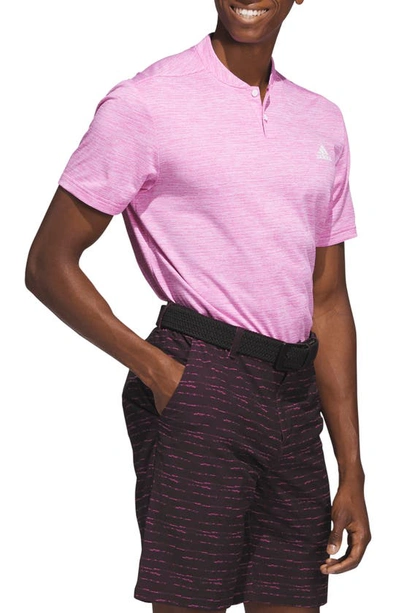 Shop Adidas Golf Textured Stripe Blade Collar Golf Shirt In Lucid Fuchsia/ White
