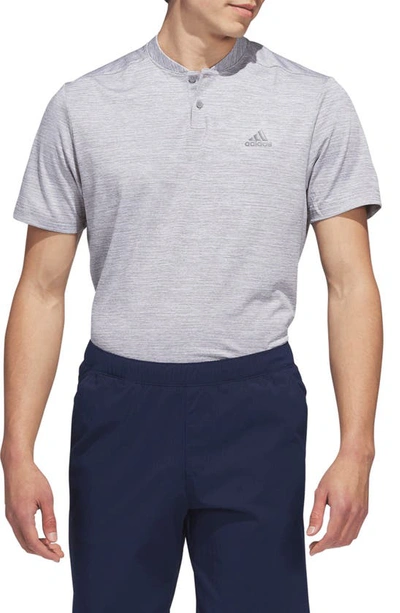 Shop Adidas Golf Textured Stripe Blade Collar Golf Shirt In Grey Three/ White