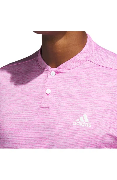Shop Adidas Golf Textured Stripe Blade Collar Golf Shirt In Lucid Fuchsia/ White
