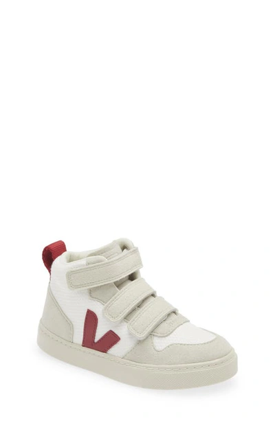 Veja Kids' Small V-10 Mid Sneaker In White Marsala
