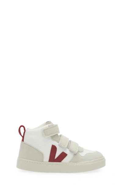 Veja Kids' Small V-10 Mid Sneaker In White Marsala