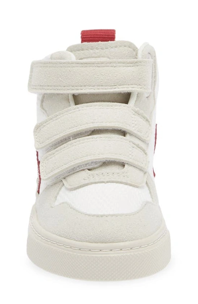Veja Kids' Small V-10 Mid Sneaker In White Marsala