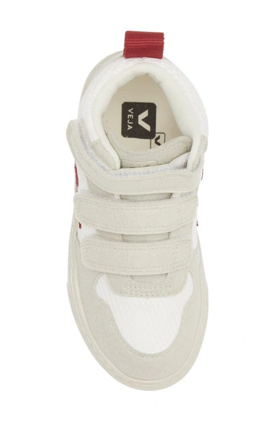 Veja Kids' Small V-10 Mid Sneaker In White Marsala