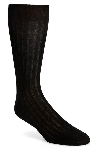 Shop Canali Cotton Rib Dress Socks In Black