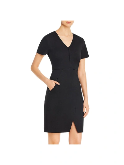 Shop Elie Tahari Alessandra Womens Ponte Short Sleeves Wear To Work Dress In Black