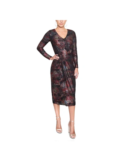 Shop Christian Siriano New York Womens Ombre Knee-length Wrap Dress In Black