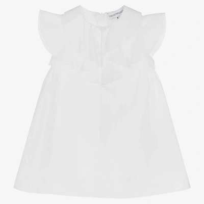 Shop Emporio Armani Girls White Cotton Poplin Dress