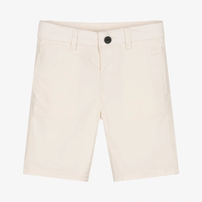Shop Mayoral Boys Ivory Cotton Shorts