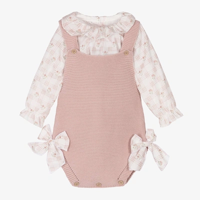 Shop Mebi Baby Girls Pink Knit Shortie Set