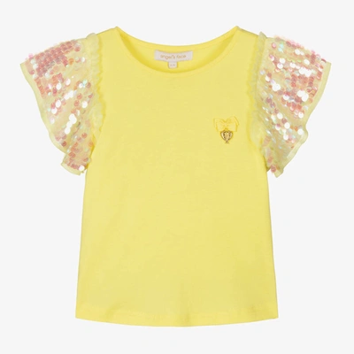 Shop Angel's Face Girls Yellow Cotton Sequin T-shirt