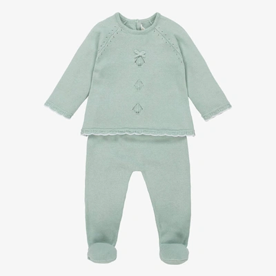 Shop Mayoral Newborn Baby Girls 2 Piece Cotton Knit Babygrow In Green