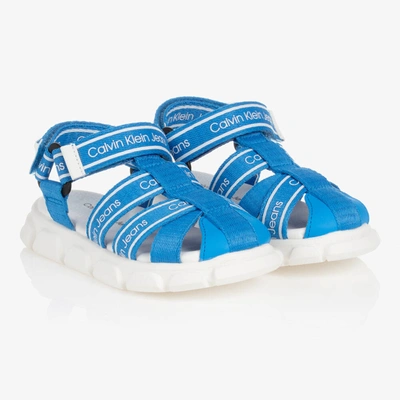 Shop Calvin Klein Jeans Est.1978 Boys Blue & White Sandals