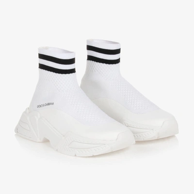 Shop Dolce & Gabbana Boys White Sock Trainers