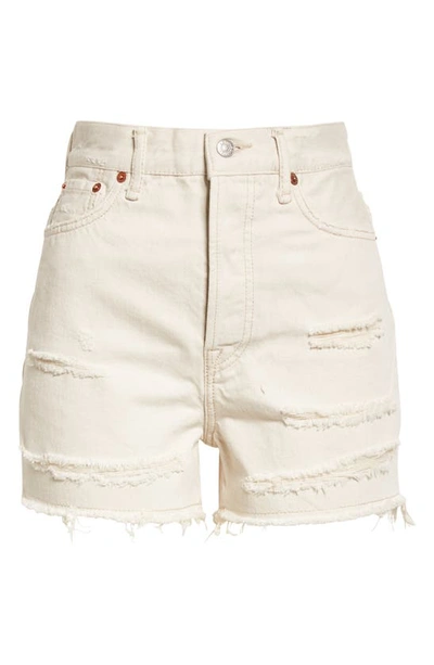Shop Acne Studios Demok High Waist Distressed Cutoff Denim Shorts In White