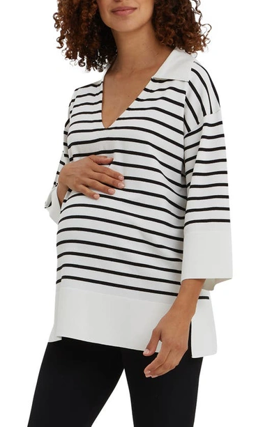 Shop Nom Maternity Suki Stripe Maternity Sweater In Blue & White Stripe