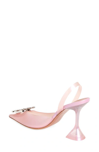 Shop Amina Muaddi Begum Glass Pointed Toe Slingback Pump In Galaxy Pink