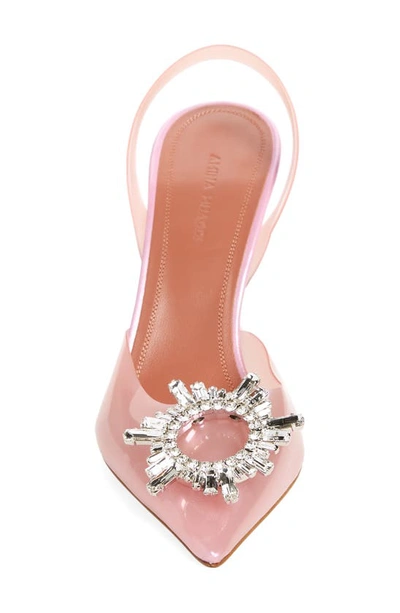 Shop Amina Muaddi Begum Glass Pointed Toe Slingback Pump In Galaxy Pink