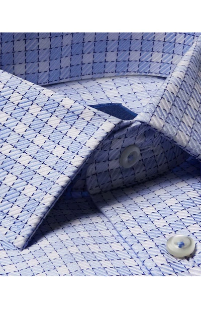 Shop David Donahue Trim Fit Check Cotton Twill Dress Shirt In White/ Blue