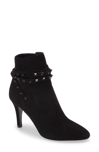 Shop Valentino Rockstud Flair Bootie In Black Suede