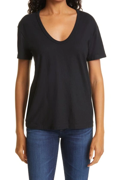 Shop Ag Relaxed Cotton U-neck Tee In True Black