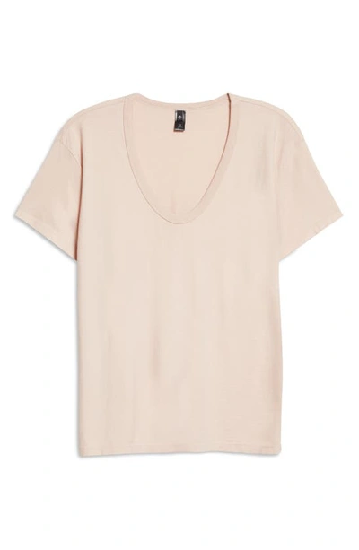 Shop Ag Relaxed Cotton U-neck Tee In Vinte Pink