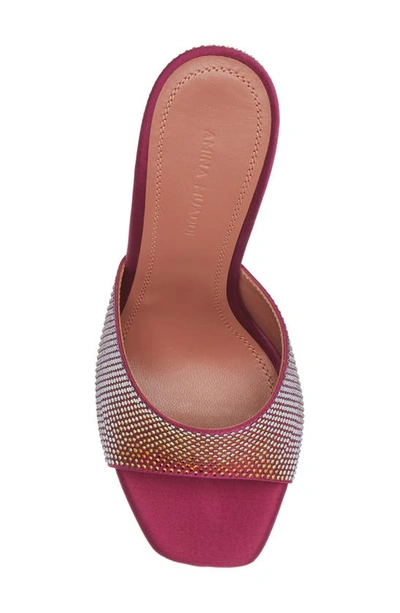 Shop Amina Muaddi Lupita Crystal Embellished Wedge Slide Sandal In Magenta/volcano Crystals